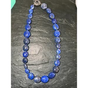Lapis Lazuli Round Beaded Necklace 18"  Vintage Blue